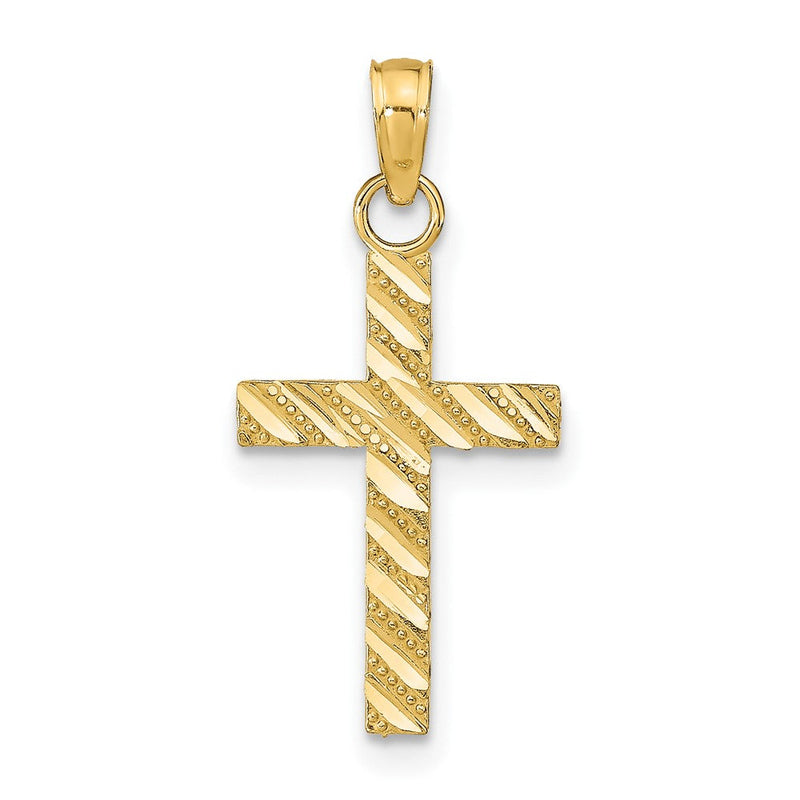 10K Gelbgold Diamantiert Kreuz Anhänger