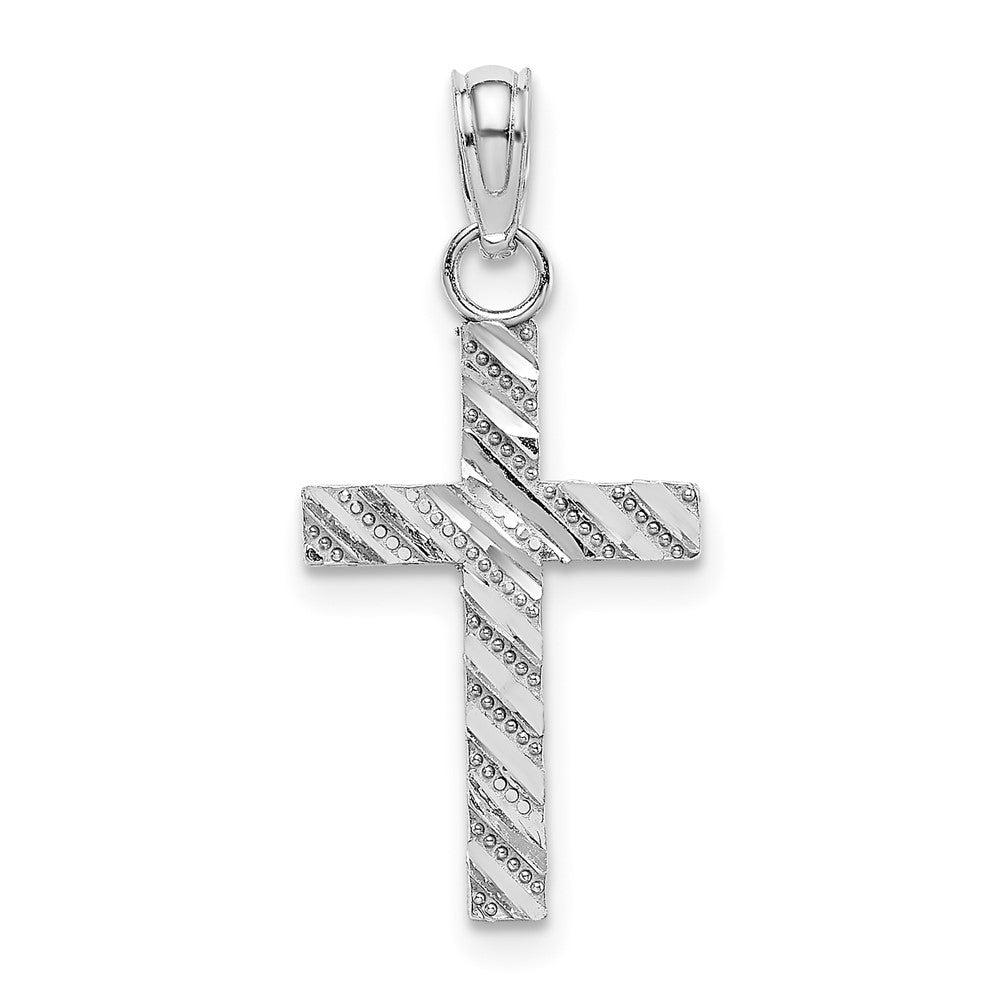 10K Weißgold Diamantiert Kreuz Anhänger
