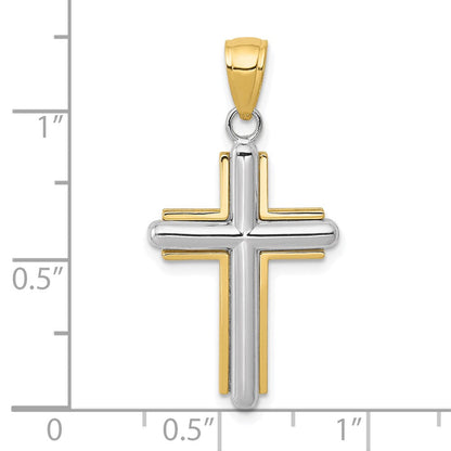 10K Bicolor Poliert Kreuz Anhänger