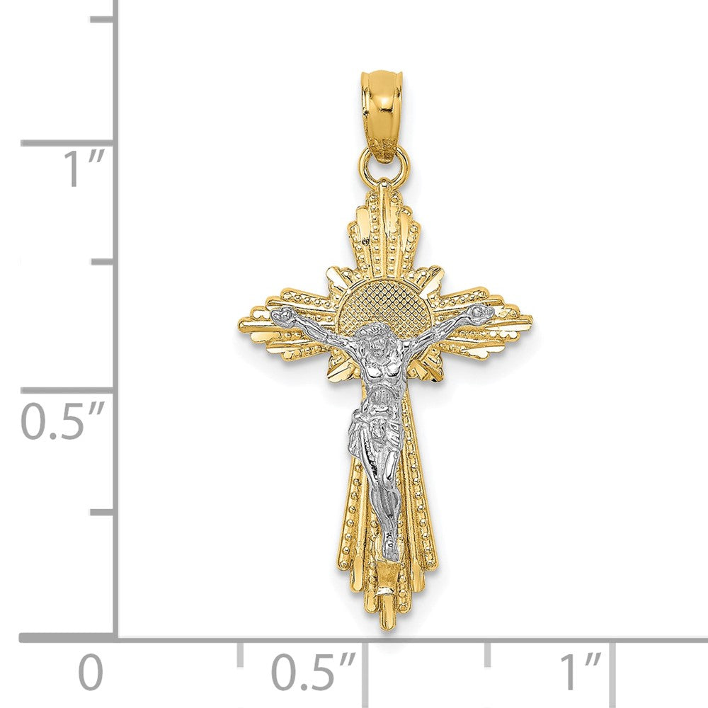 10K Bicolor 10K Diamantiert Kruzifix Anhänger