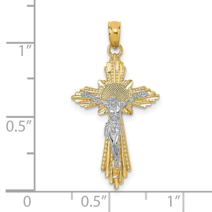 10K Bicolor 10K Diamantiert Kruzifix Anhänger