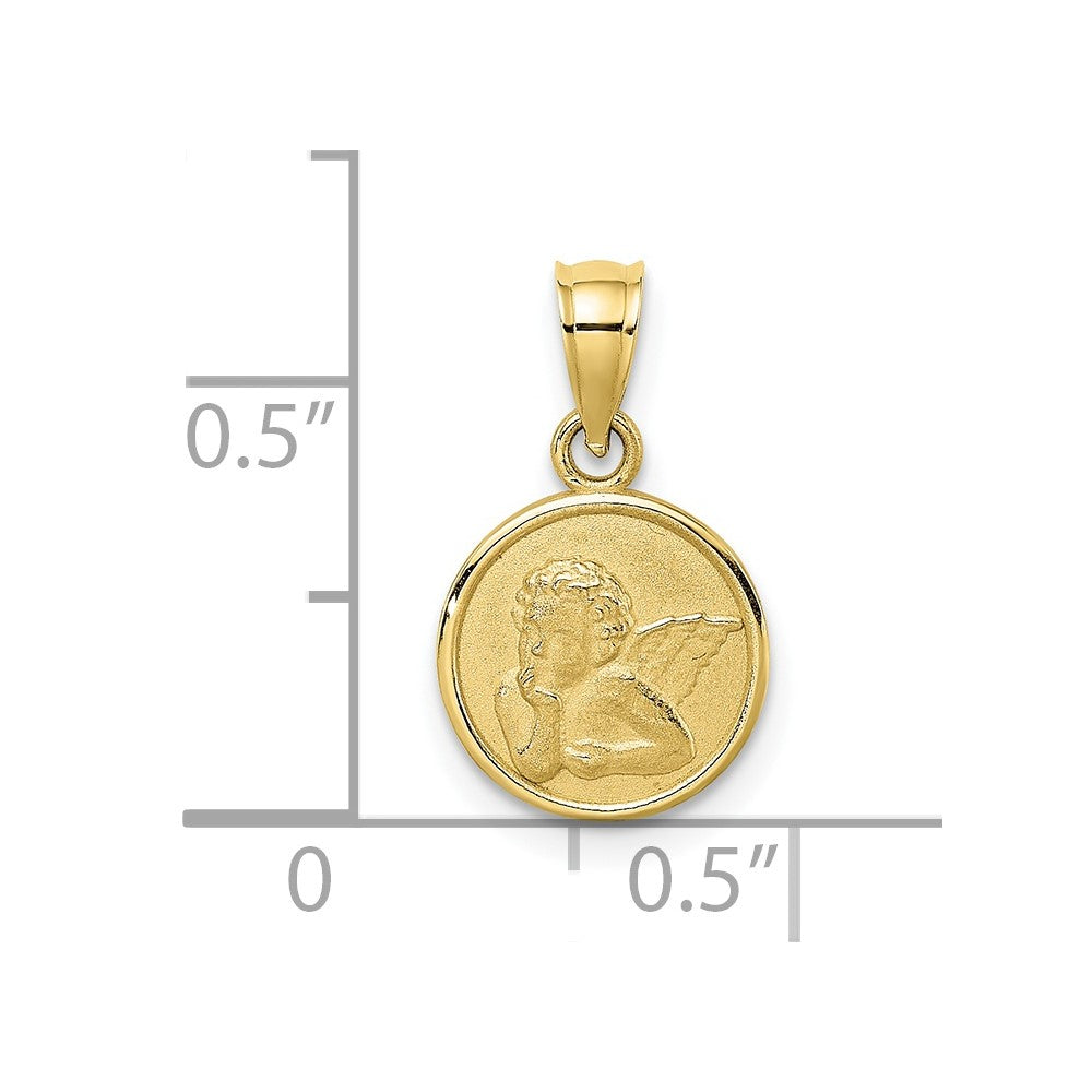 10K Gelbgold 10mm Graviert Engel Münze Charm