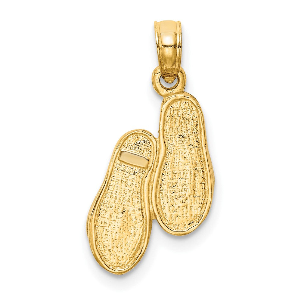 10K Gelb mit Rhodium & Rhodium Massiv Poliert Sandals Anhänger