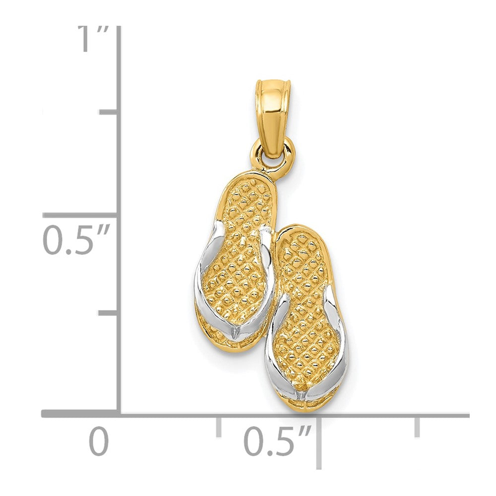 10K Gelb mit Rhodium & Rhodium Massiv Poliert Sandals Anhänger