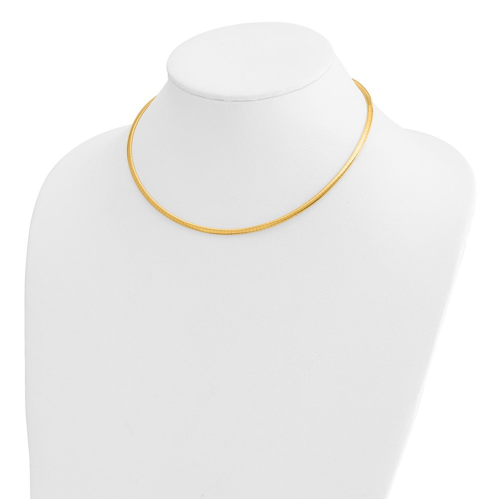 10K Gelbgold 3mm Gewölbt Omega Halskette