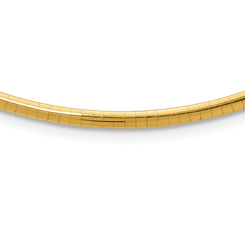 10K Gelbgold 3mm Gewölbt Omega Halskette