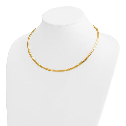 10K Gelbgold 4mm Gewölbt Omega Halskette