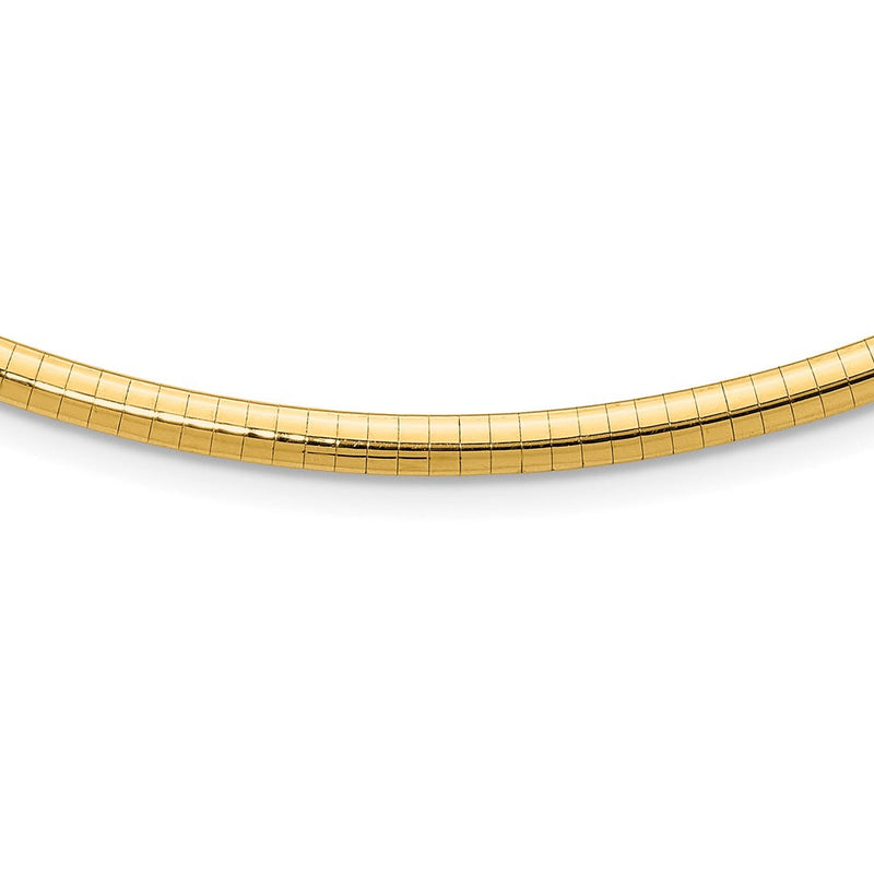 10K Gelbgold 4mm Gewölbt Omega Halskette