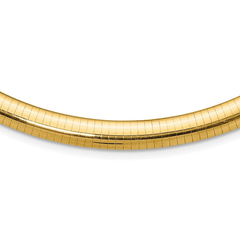 10K Gelbgold 8mm Gewölbt Omega Halskette