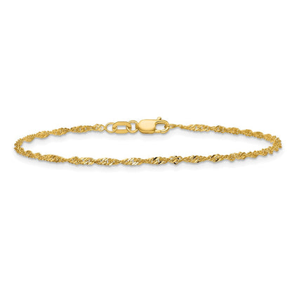 10K Gelbgold 1.7mm Singapurkette Gliederarmband