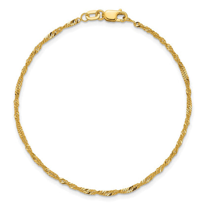 10K Gelbgold 1.7mm Singapurkette Gliederarmband