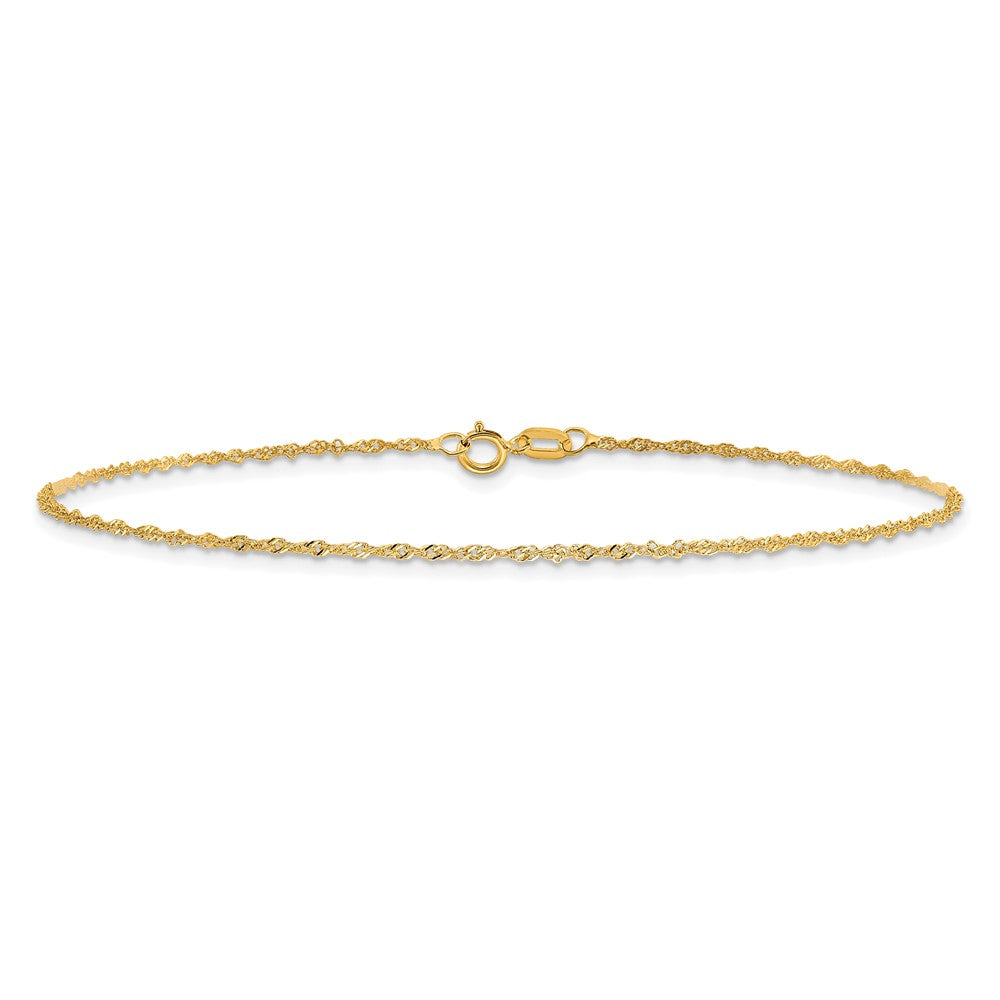 10K Gelbgold 1.1mm Singapurkette Kette Fußkettchen