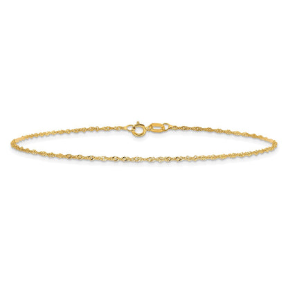 10K Gelbgold 1.1mm Singapurkette Kette Fußkettchen