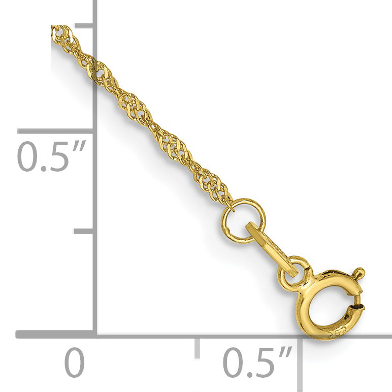 10K Gelbgold 1.1mm Singapurkette Gliederarmband