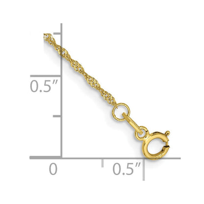 10K Gelbgold 1.1mm Singapurkette Kette Fußkettchen