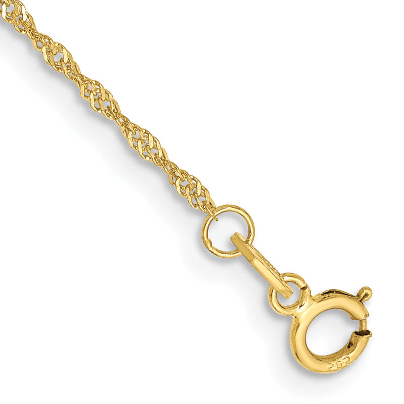 10K Gelbgold 1.1mm Singapurkette Gliederarmband
