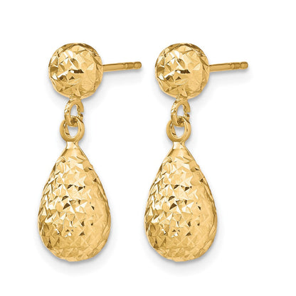 10K Gelbgold Diamantiert Stecker Ohrhänger