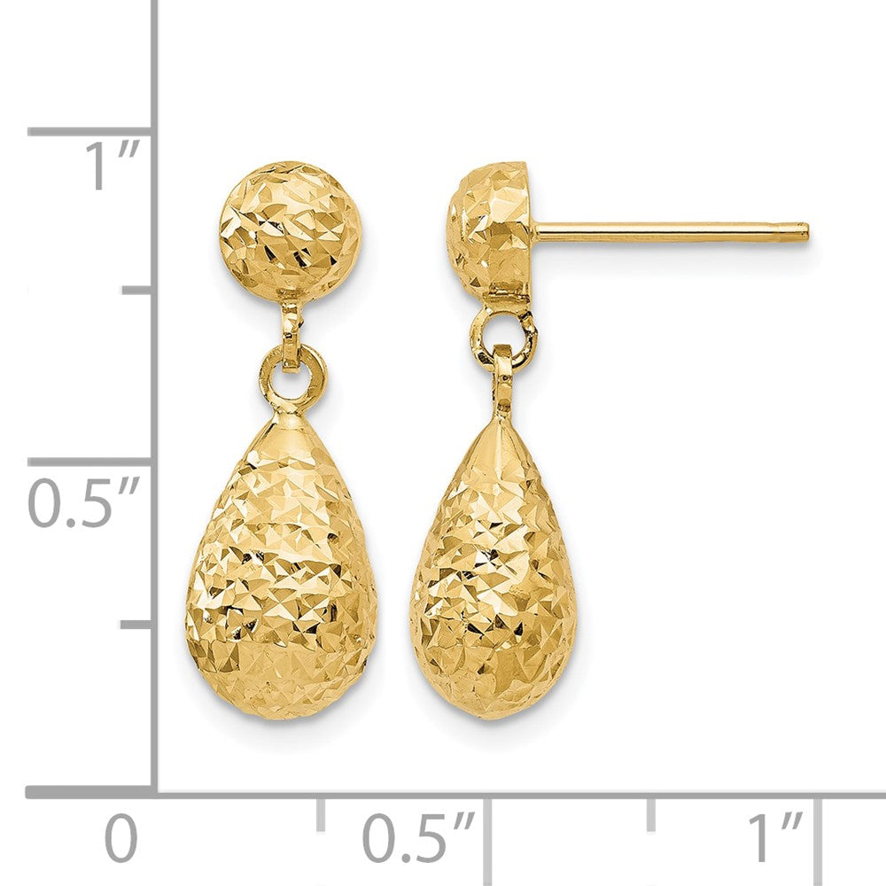 10K Gelbgold Diamantiert Stecker Ohrhänger