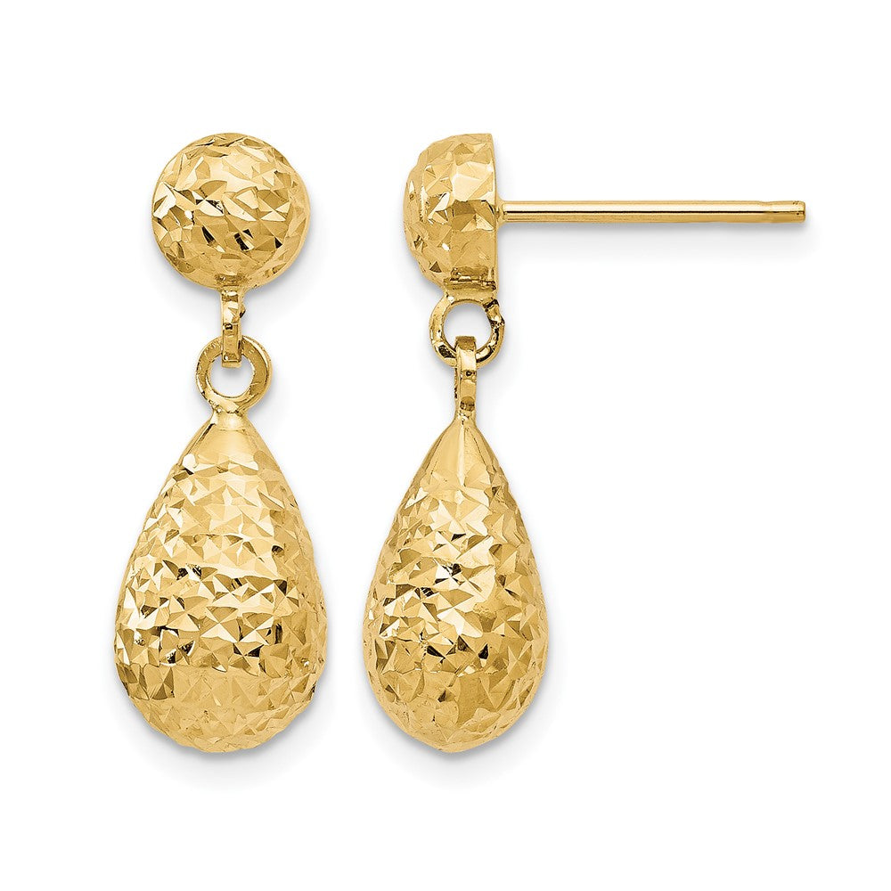 10K Gelbgold Diamantiert Stecker Ohrhänger