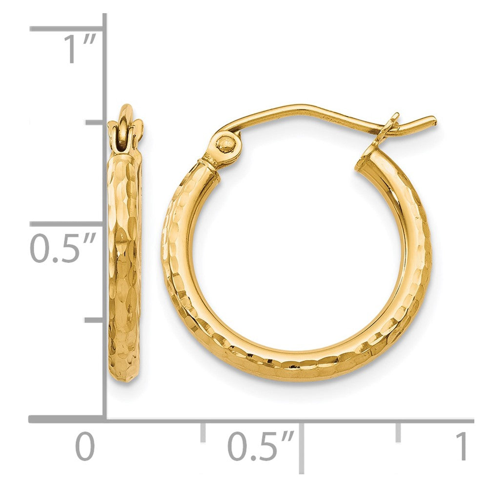 10K Gelbgold Diamantiert Klappbar Creolen