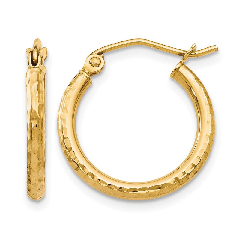 10K Gelbgold Diamantiert Klappbar Creolen