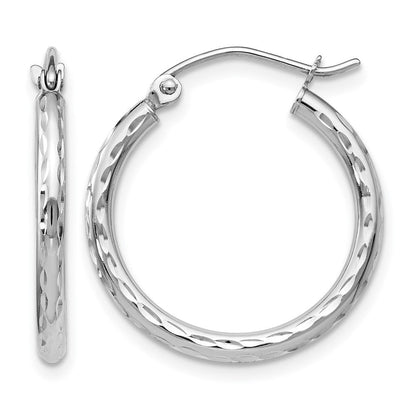 10K Weißgold Diamantiert Klappbar Creolen