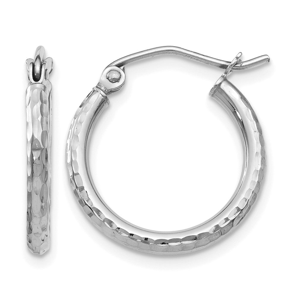 10K Weißgold Diamantiert Klappbar Creolen