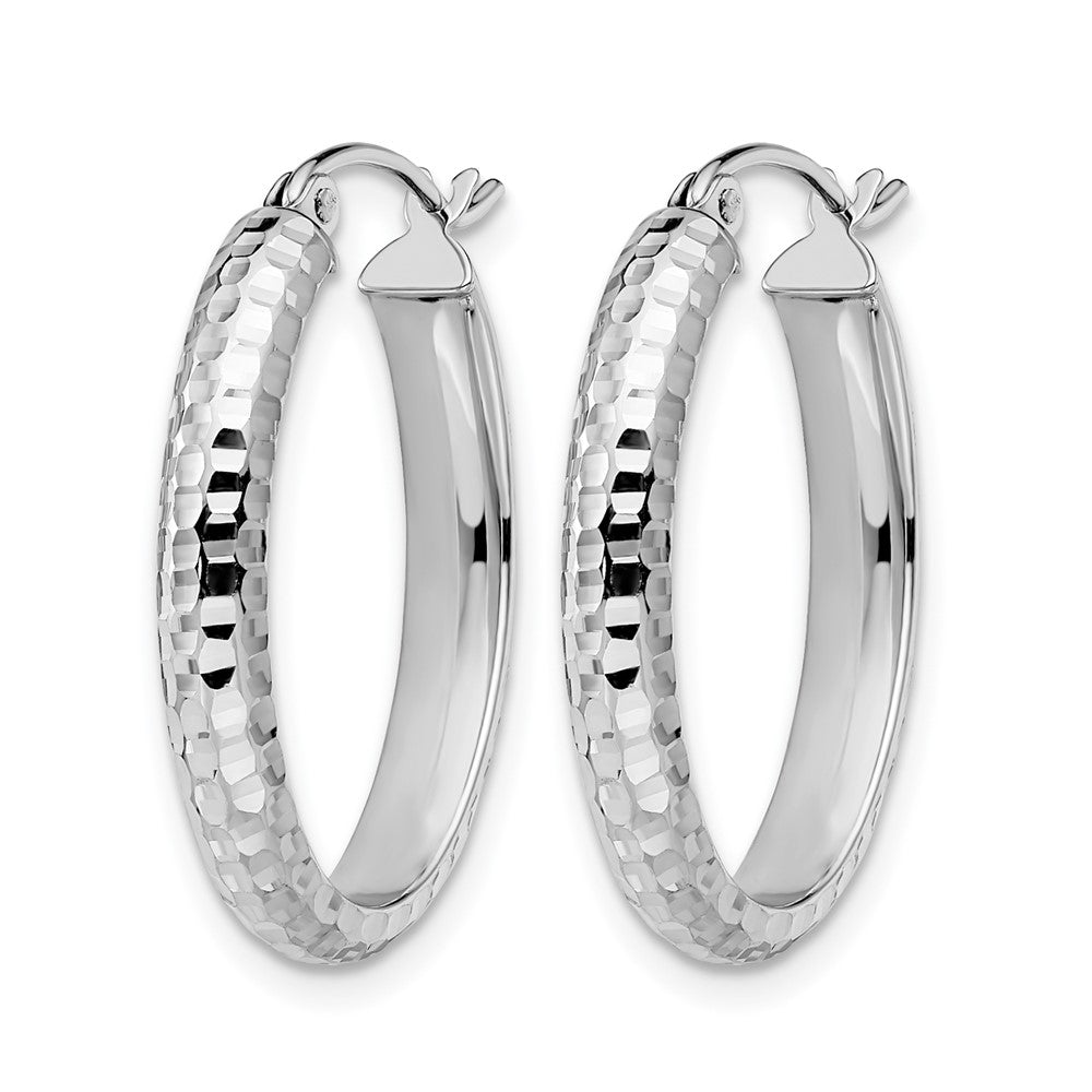 10K Weißgold Diamantiert Oval Klappbar Creolen