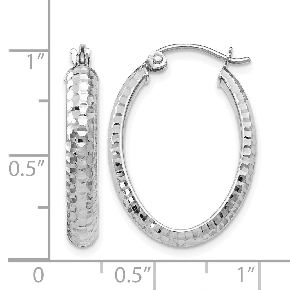 10K Weißgold Diamantiert Oval Klappbar Creolen