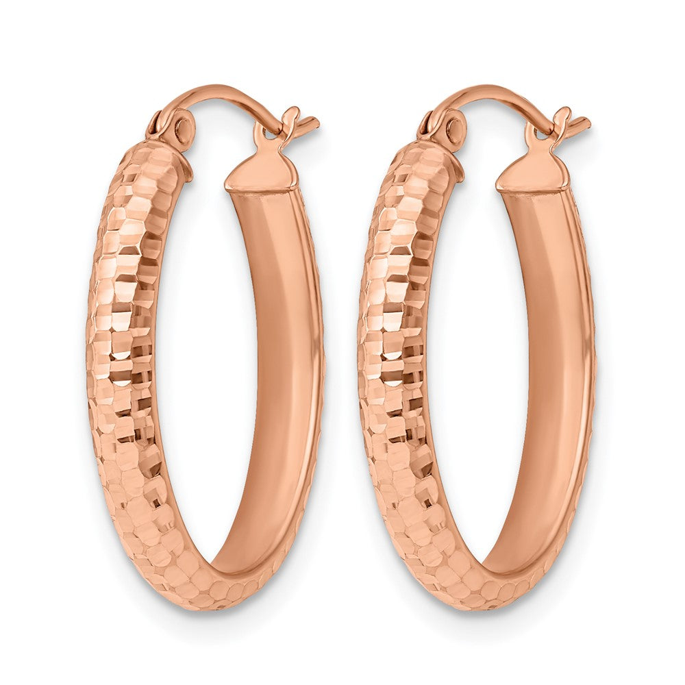 10K Roségold Diamantiert Oval Klappbar Creolen