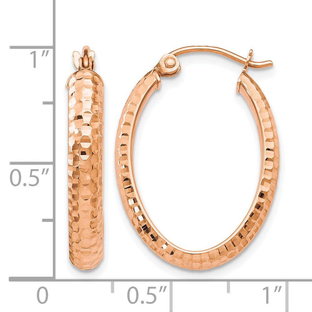 10K Roségold Diamantiert Oval Klappbar Creolen