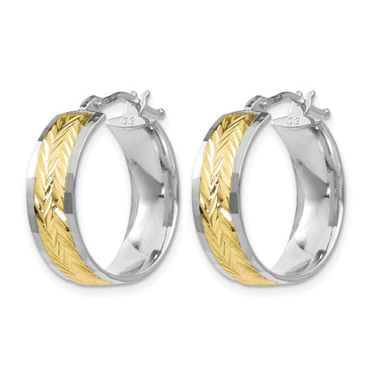 10K Gelb mit Rhodium mit Weiß Rhodium Beschichtung Poliert und Diamantiert Ohrringe
