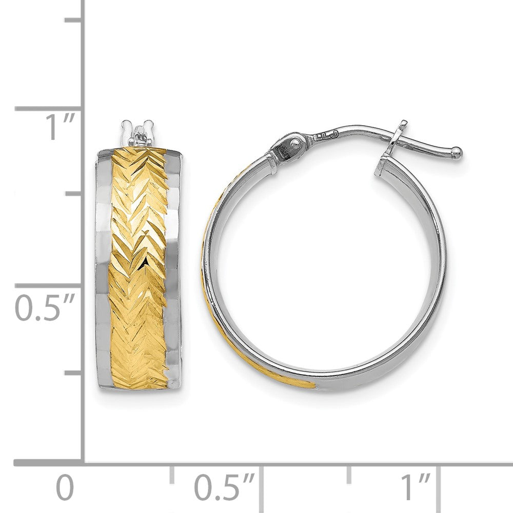 10K Gelb mit Rhodium mit Weiß Rhodium Beschichtung Poliert und Diamantiert Ohrringe