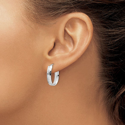10K Gelb mit Rhodium mit Weiß Rhodium Beschichtung Poliert und Diamantiert Oval Klappbar Creolen