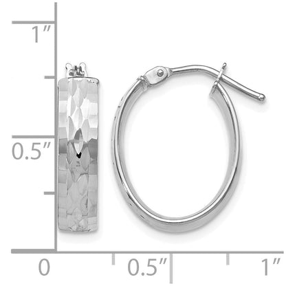 10K Gelb mit Rhodium mit Weiß Rhodium Beschichtung Poliert und Diamantiert Oval Klappbar Creolen
