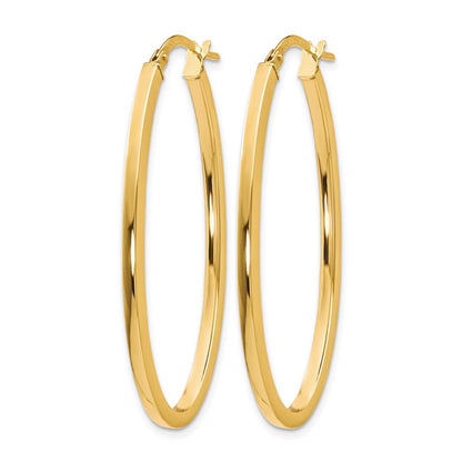 10K Gelbgold Poliert Oval Klappbar Creolen