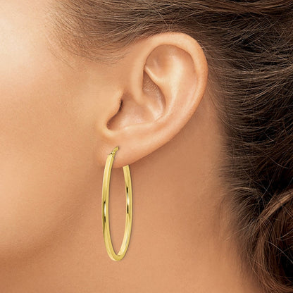 10K Gelbgold Poliert Oval Klappbar Creolen