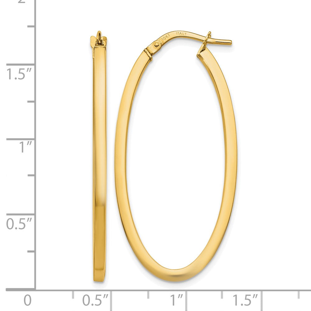 10K Gelbgold Poliert Oval Klappbar Creolen