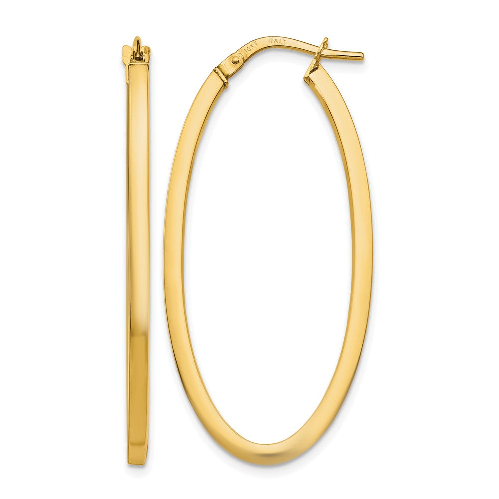 10K Gelbgold Poliert Oval Klappbar Creolen