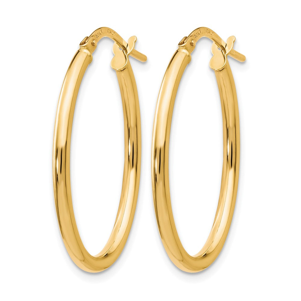 10K Gelbgold Poliert Oval Klappbar Creolen