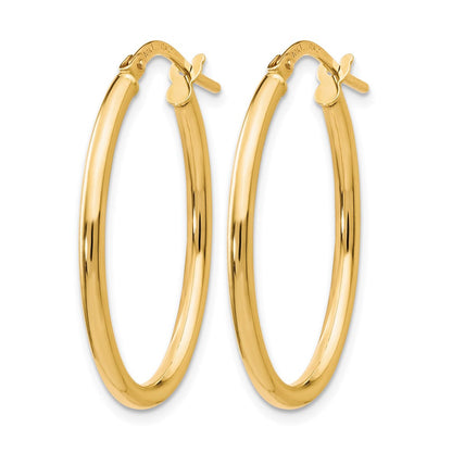 10K Gelbgold Poliert Oval Klappbar Creolen
