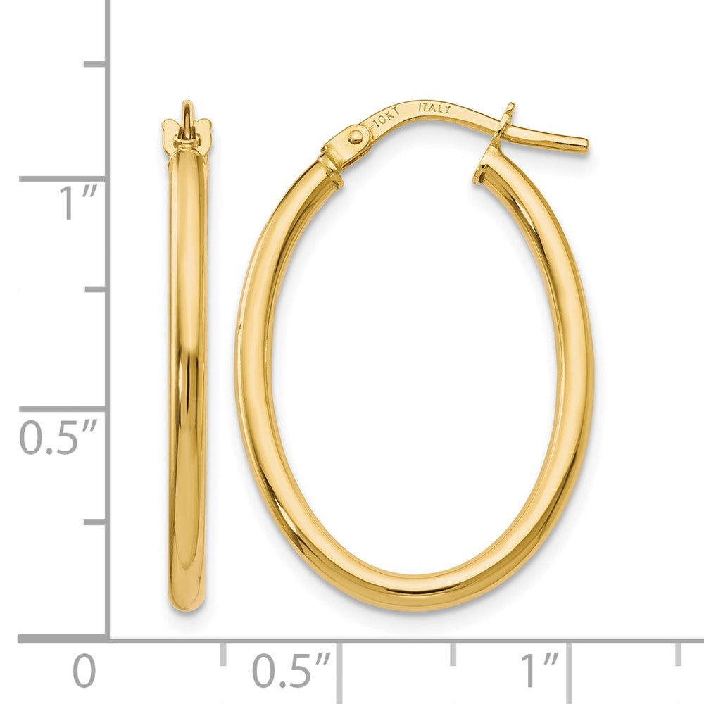 10K Gelbgold Poliert Oval Klappbar Creolen