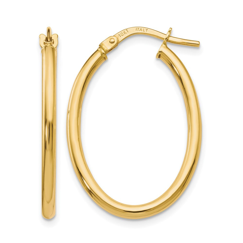 10K Gelbgold Poliert Oval Klappbar Creolen