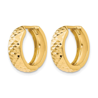 10K Gelbgold Poliert und Diamantiert Klappbar Creolen