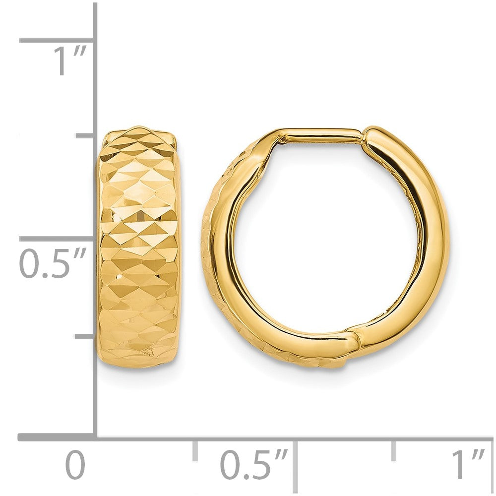 10K Gelbgold Poliert und Diamantiert Klappbar Creolen