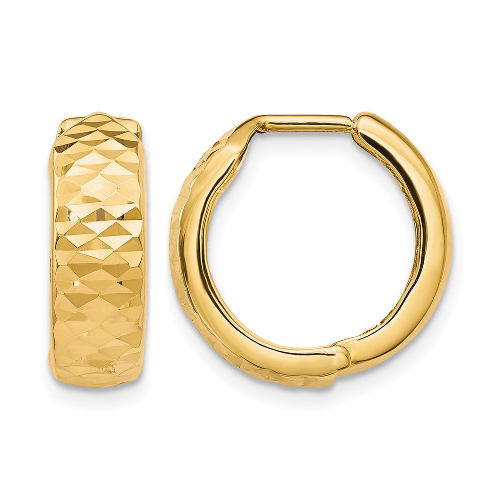 10K Gelbgold Poliert und Diamantiert Klappbar Creolen