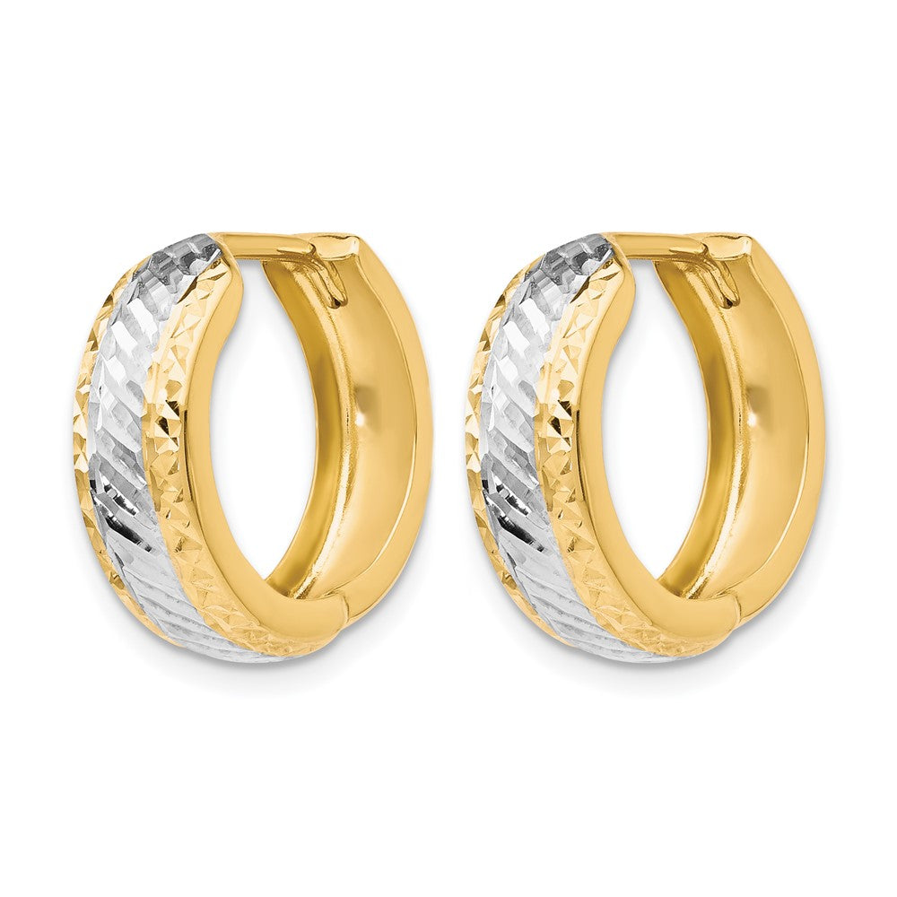 10K Gelb mit Rhodium mit Weiß Rhodium Poliert und Diamantiert Creolen