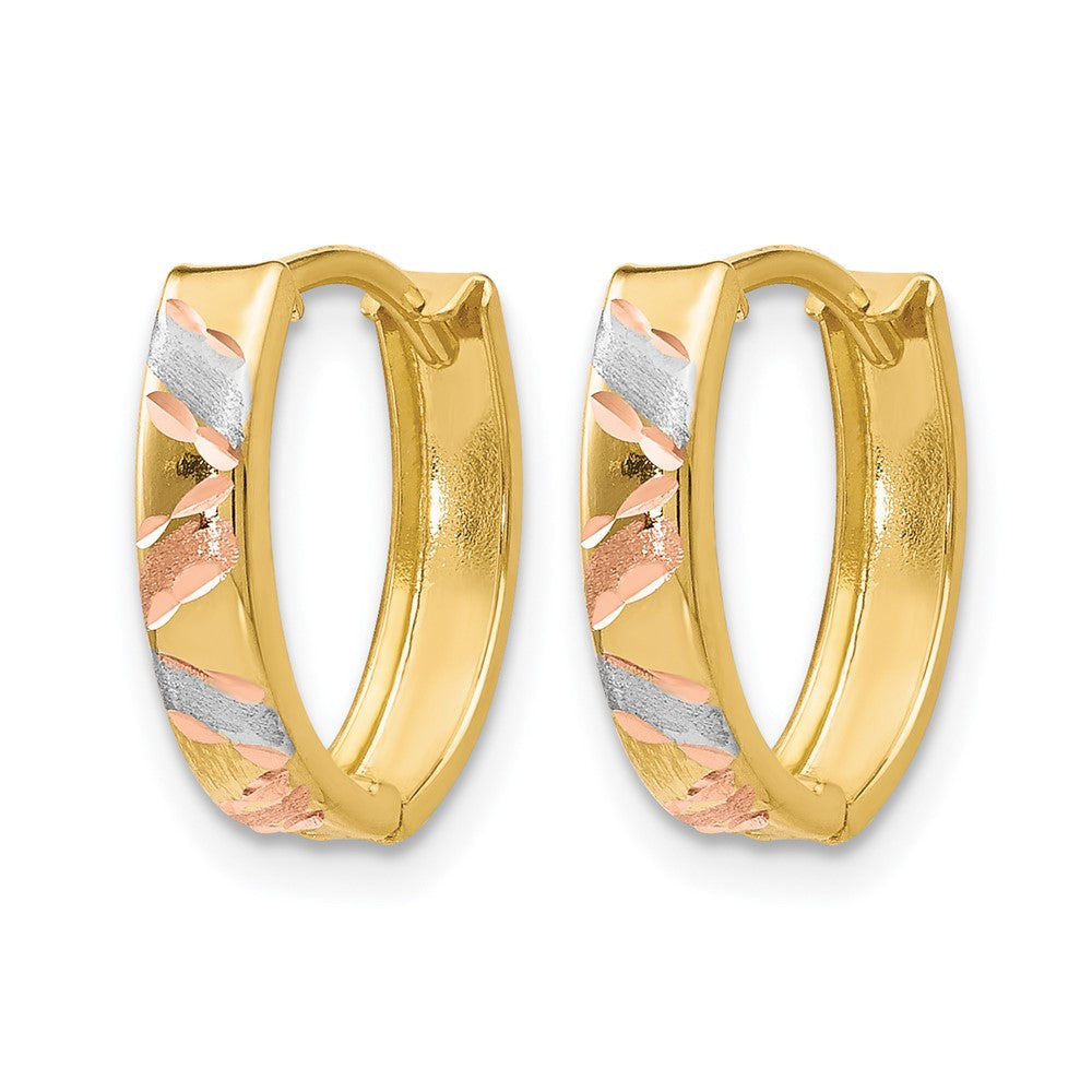 10K Gelb mit Rhodium Bicolor mit Weiß Rhodium Poliert und Satiniert Diamantiert Ohrringe