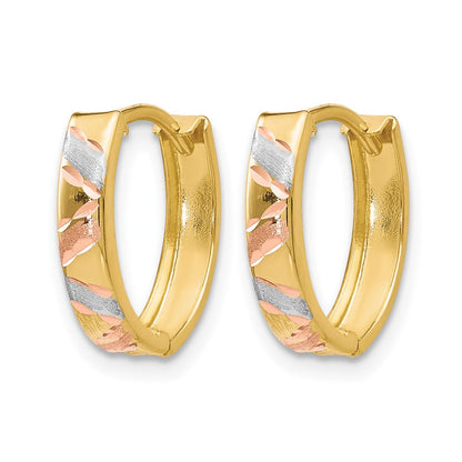 10K Gelb mit Rhodium Bicolor mit Weiß Rhodium Poliert und Satiniert Diamantiert Ohrringe