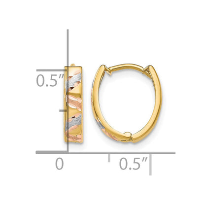 10K Gelb mit Rhodium Bicolor mit Weiß Rhodium Poliert und Satiniert Diamantiert Ohrringe